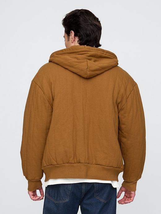 Image number 2 showing, Waffle-Lined Quilted Zip Hoodie