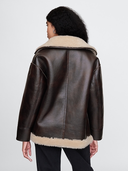 Image number 2 showing, Reversible Recycled Vegan Leather Sherpa Jacket