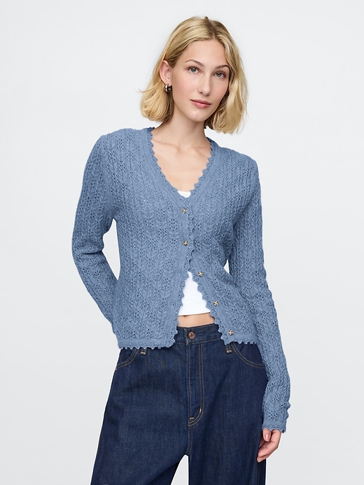 Image number 1 showing, CashSoft Pointelle Cardigan