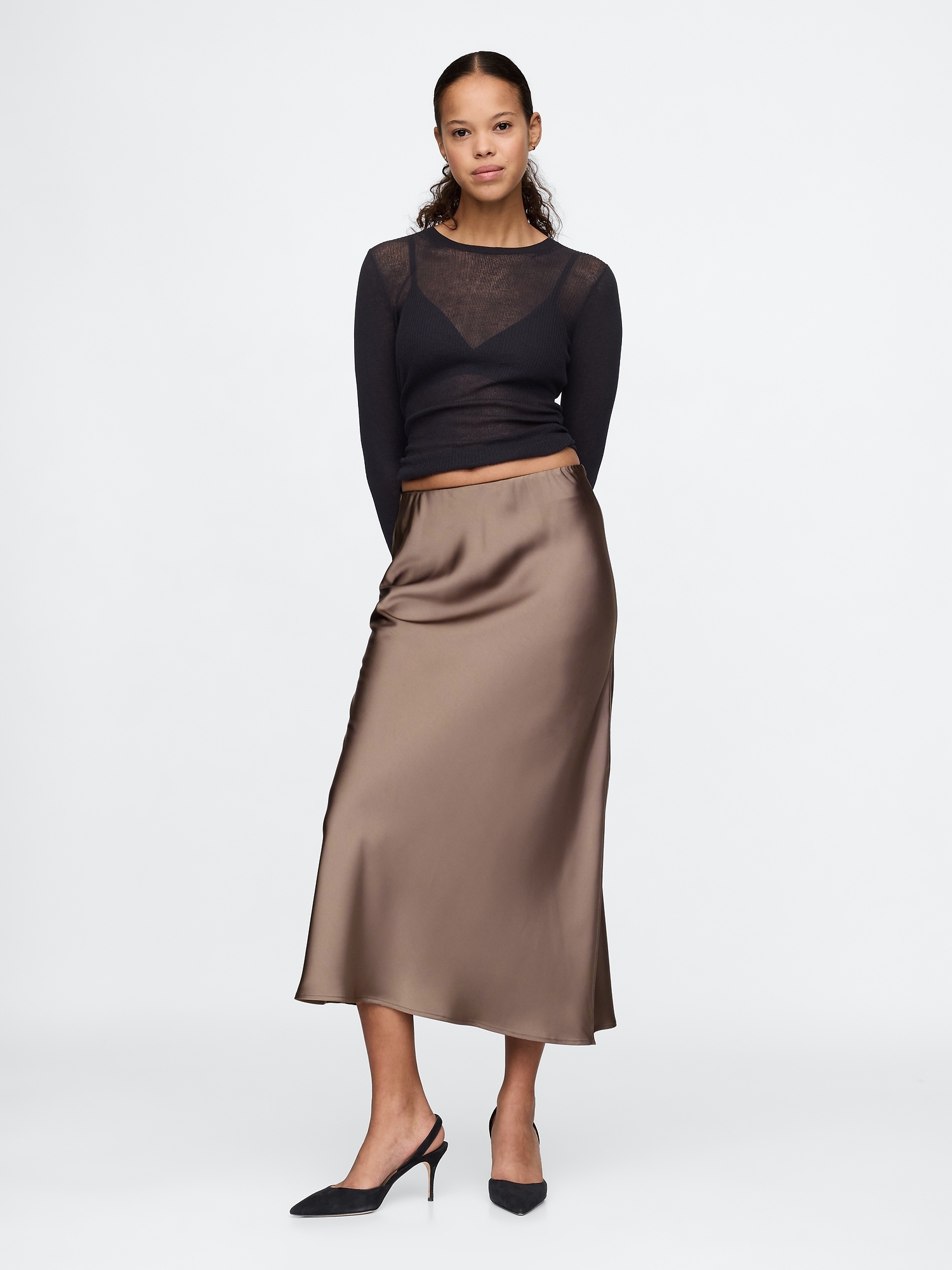 Satin Maxi Skirt Gap