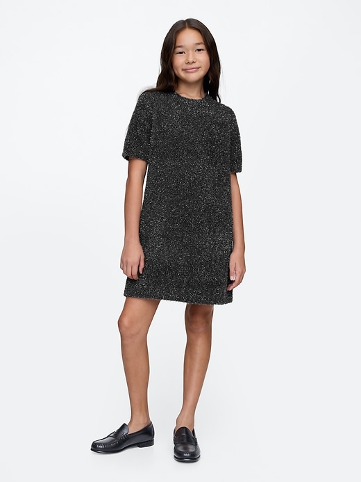 Image number 1 showing, Kids Fuzzy Metallic Sweater Dress