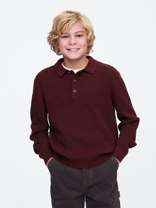 Image number 1 showing, Kids CashSoft Rib Polo Sweater