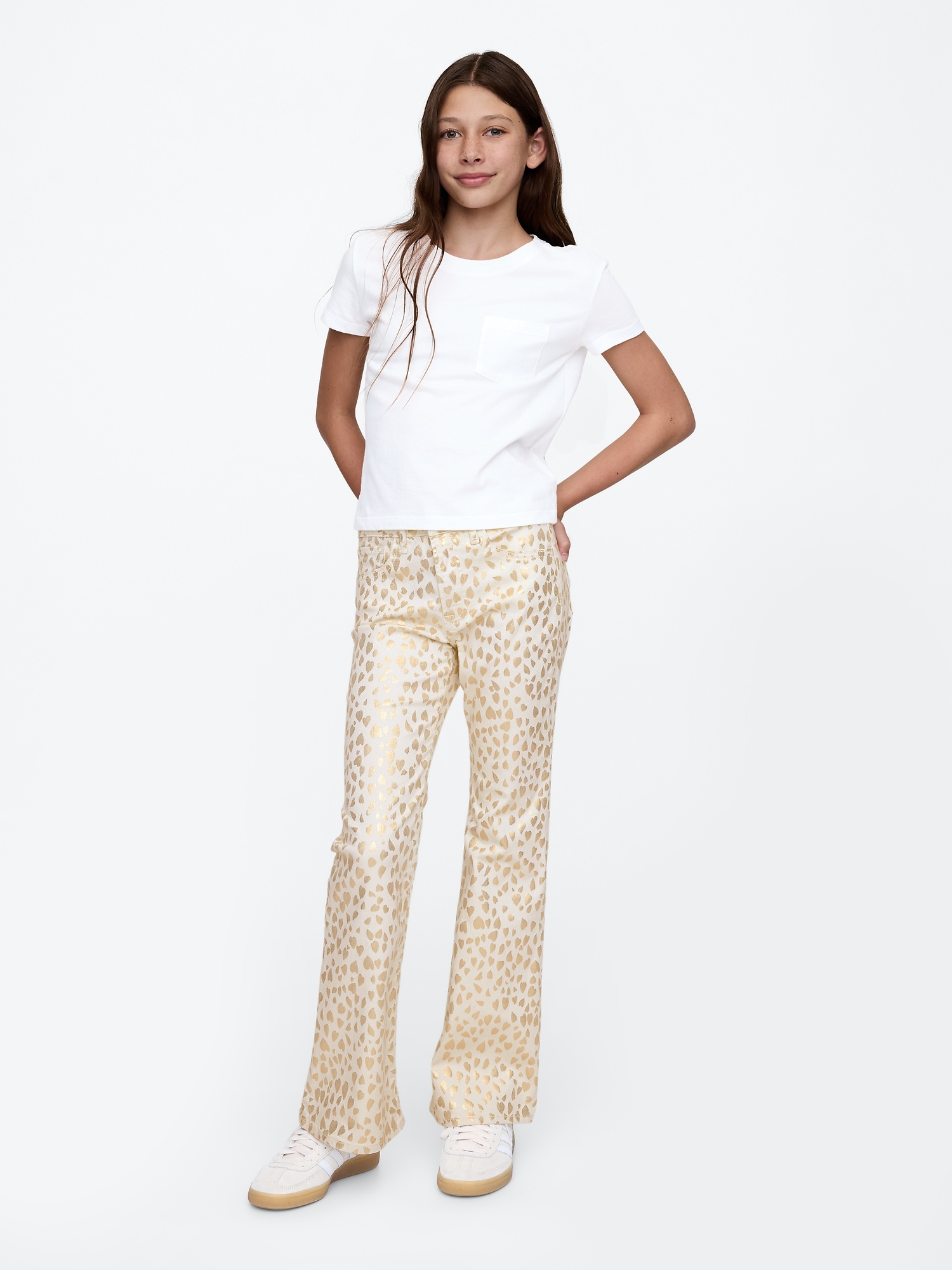 Kids High Rise Leopard Foil '70s Flare Jeans