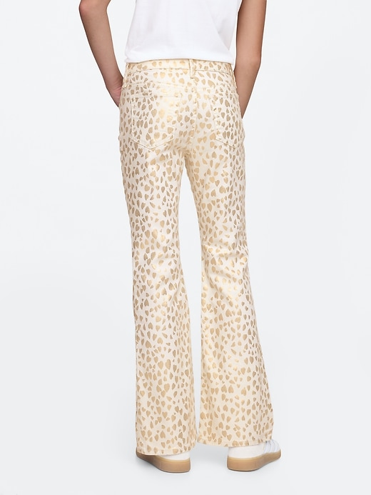 Image number 3 showing, Kids High Rise Leopard Foil &#39;70s Flare Jeans