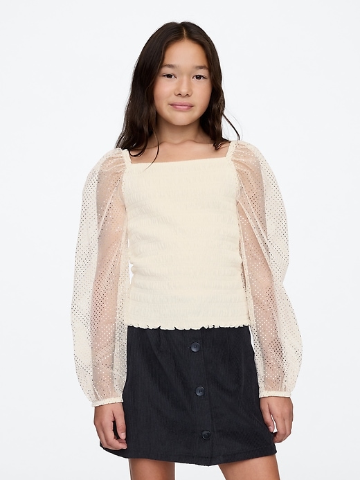 Image number 1 showing, Kids Smocked Puff Sleeve Top