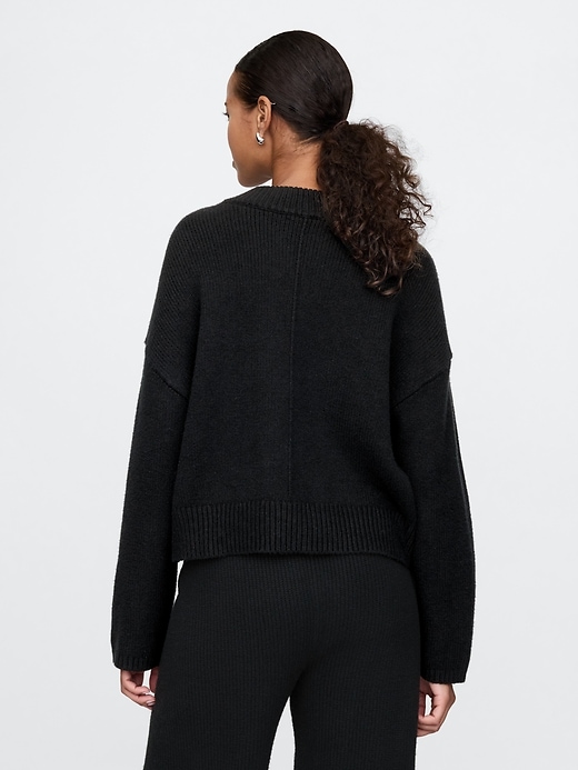 Image number 2 showing, CashSoft Cropped High V-Neck Sweater