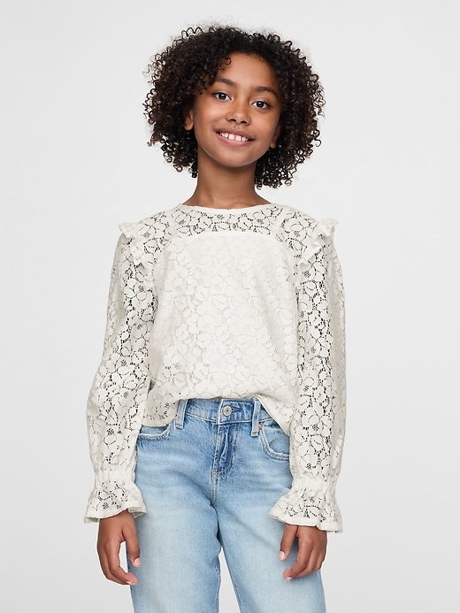 Image number 1 showing, Kids Ruffle Lace Top