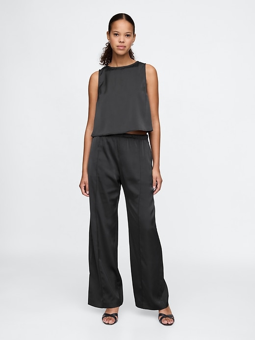 Image number 1 showing, Mid Rise Recycled Satin Seamed Pants