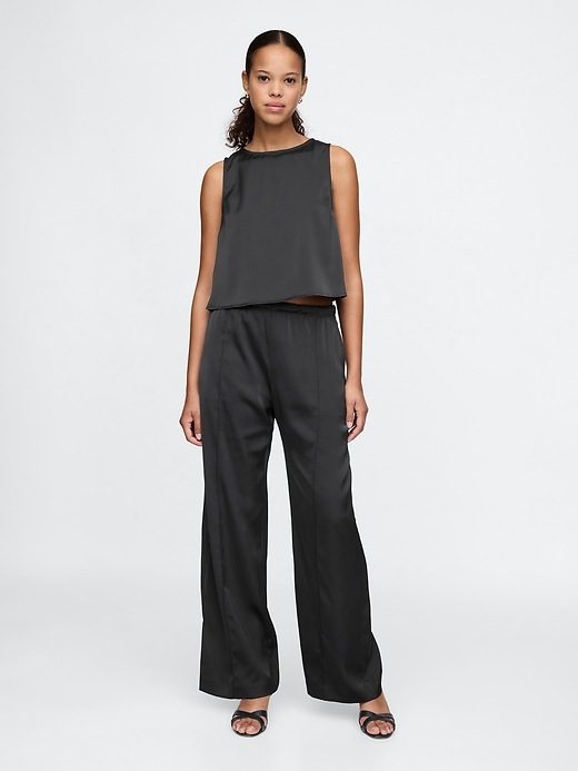 Mid Rise Recycled Satin Seamed Pants