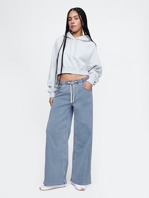 Image number 1 showing, Mid Rise Knit Easy Baggy Jeans