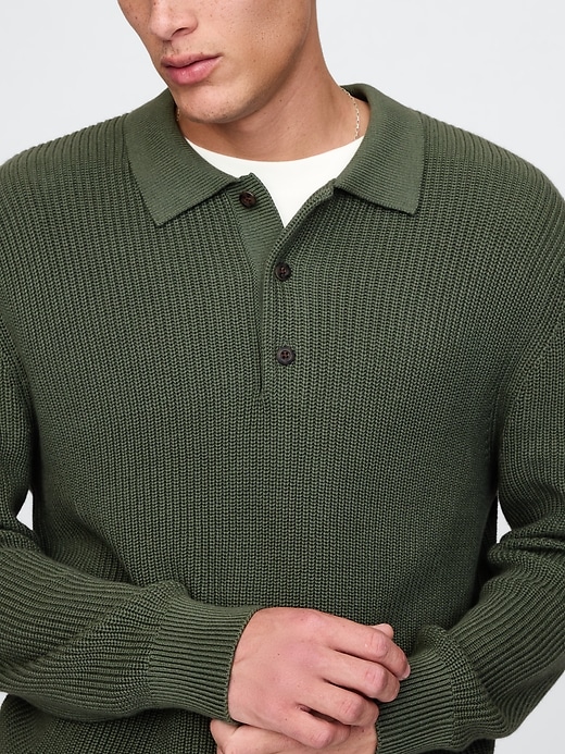 Image number 4 showing, Shaker-Stitch Polo Sweater