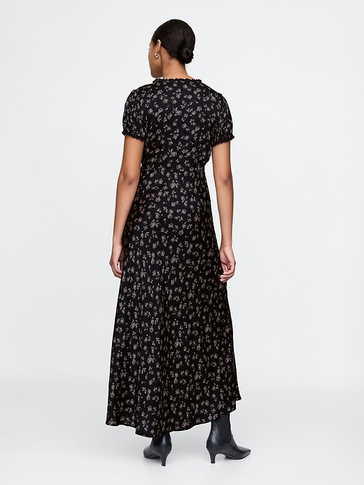 Image number 2 showing, Satin Lace-Trim Floral Maxi Dress