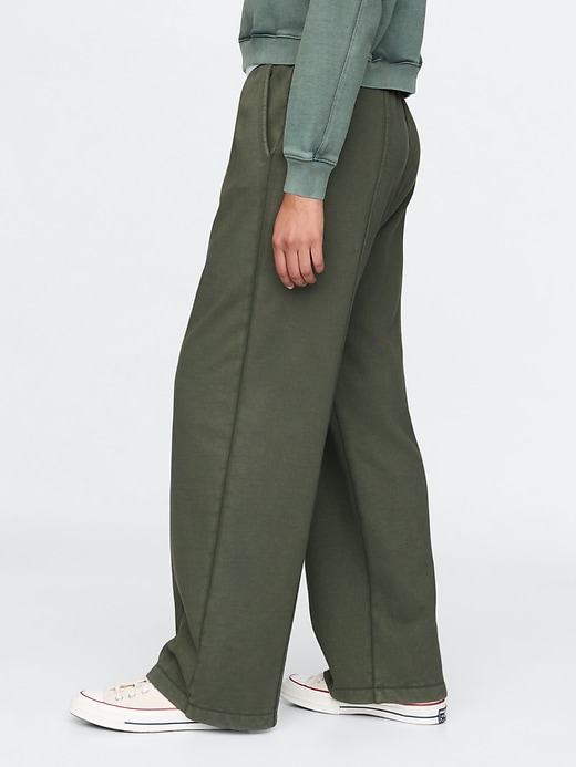 Image number 3 showing, French Terry Seamed Wide-Leg Sweatpants