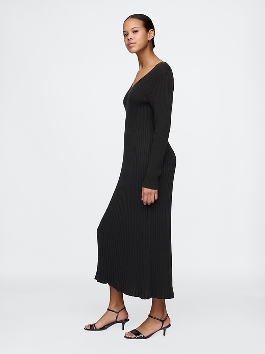 Image number 3 showing, V-Neck Rib Maxi Sweater Dress