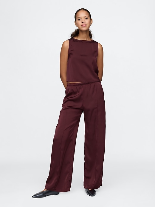 Image number 1 showing, Mid Rise Recycled Satin Seamed Pants