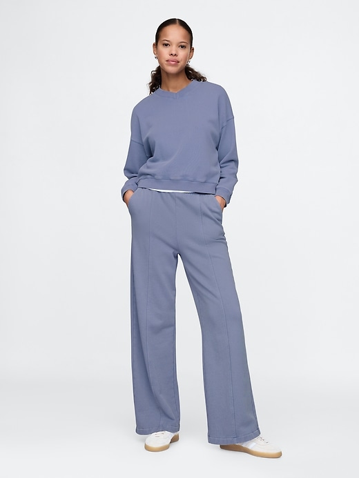 Image number 1 showing, Heavyweight French Terry Seamed Wide-Leg Sweatpants