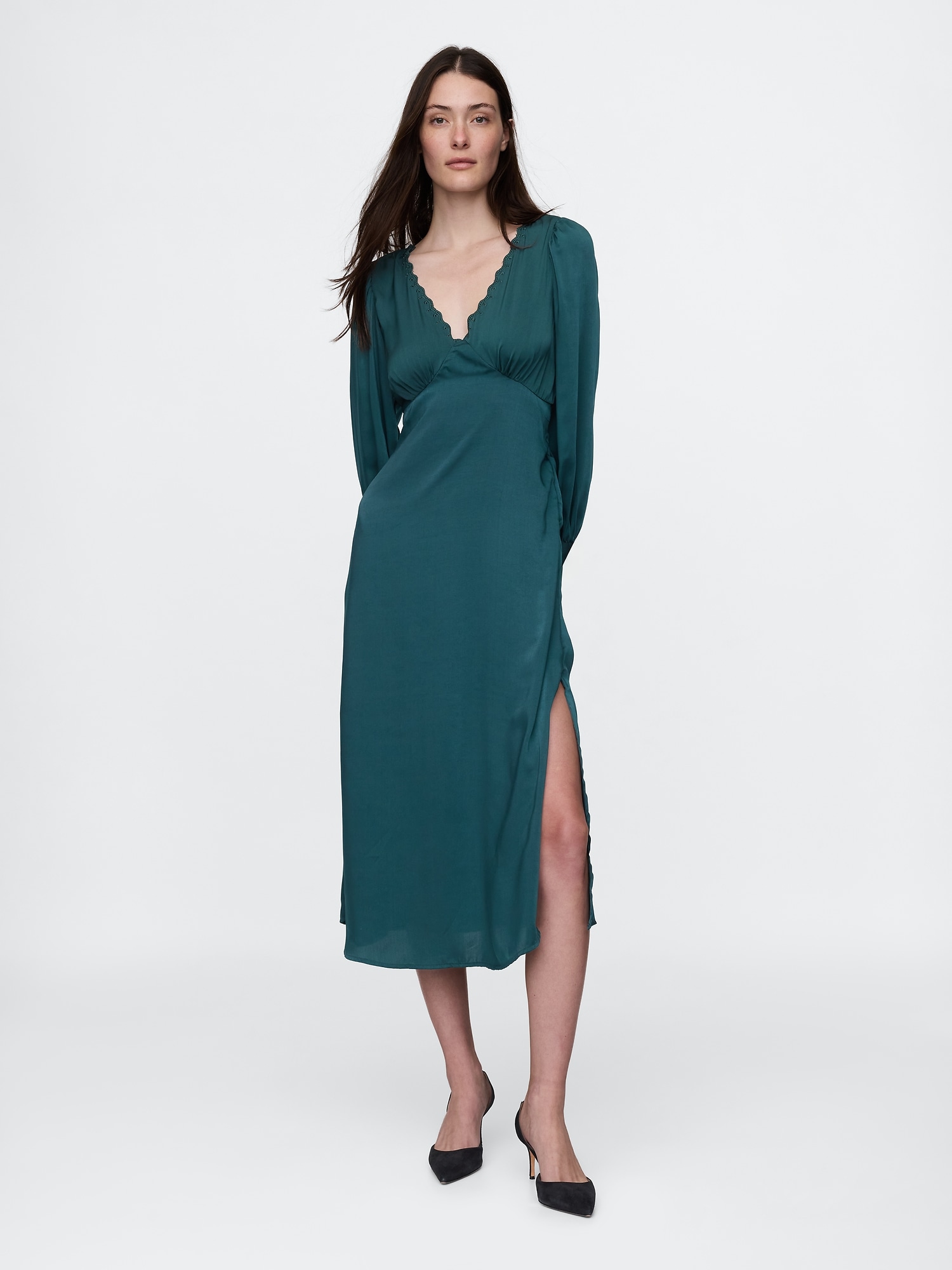 Satin Empire Midi Dress