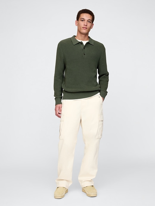 Image number 3 showing, Shaker-Stitch Polo Sweater