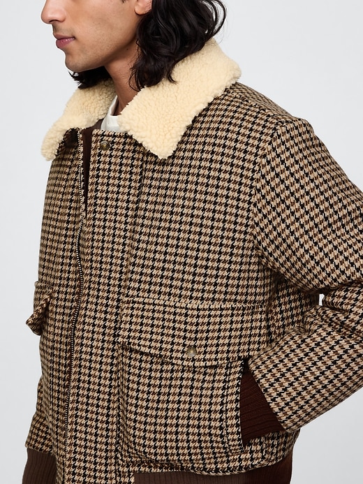 Image number 4 showing, Wool-Blend Houndstooth Bomber Jacket