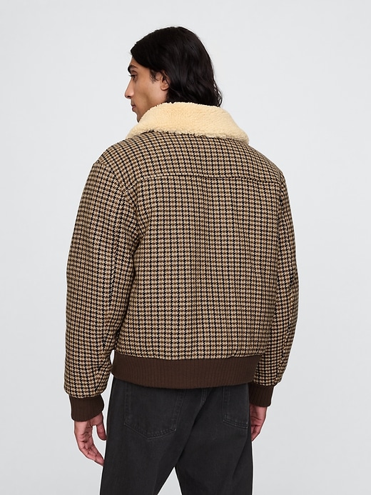 Image number 2 showing, Wool-Blend Houndstooth Bomber Jacket