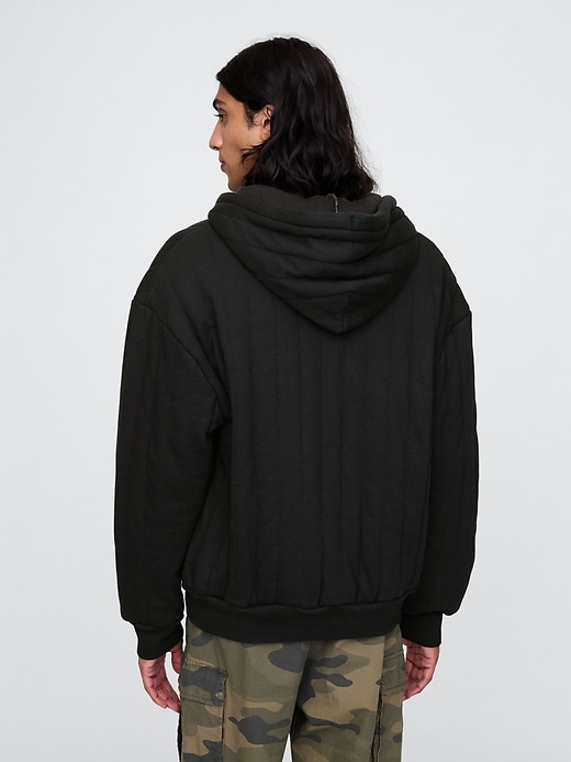 Image number 2 showing, Waffle-Lined Quilted Zip Hoodie