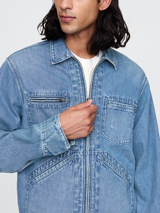 Image number 4 showing, Denim Zip Shirt Jacket