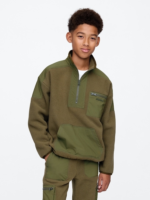 Image number 1 showing, Kids Sherpa Half-Zip Pullover