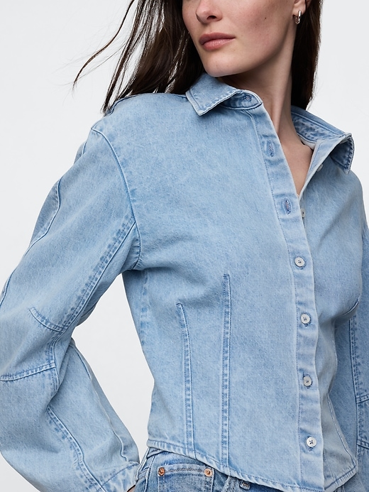 Image number 4 showing, Barrel-Sleeve Denim Shirt