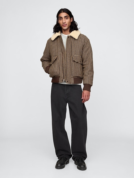 Image number 3 showing, Wool-Blend Houndstooth Bomber Jacket