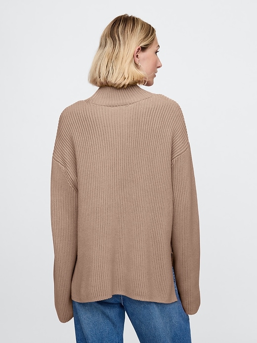 Image number 2 showing, Oversized Split-Hem Mockneck Sweater