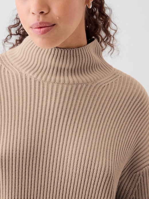 Image number 4 showing, Oversized Split-Hem Mockneck Sweater