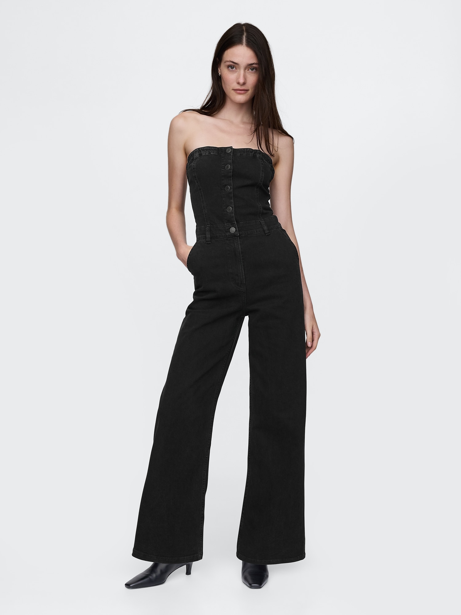 Strapless Denim Jumpsuit | Gap