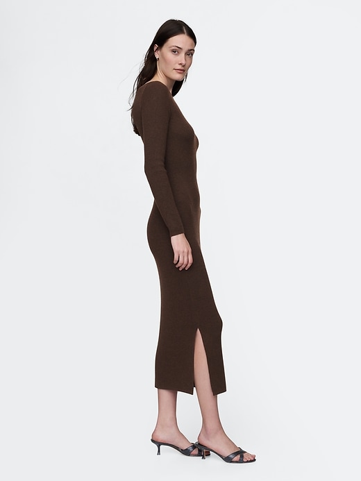 Image number 3 showing, Boatneck Rib Midi Sweater Dress