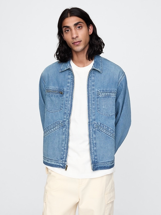 Image number 1 showing, Denim Zip Shirt Jacket