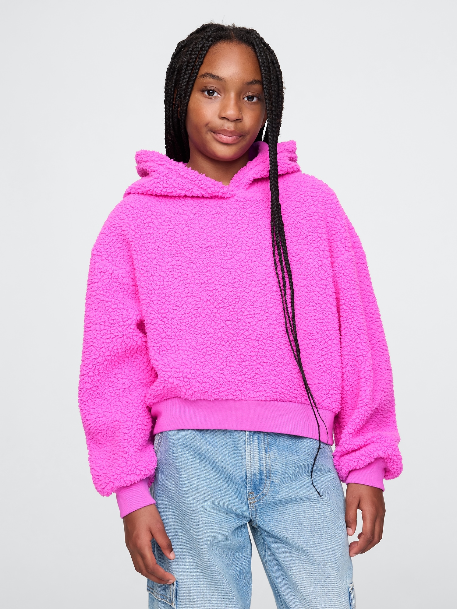 Kids Sherpa Cropped Hoodie