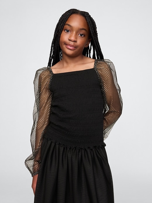 Image number 1 showing, Kids Smocked Puff Sleeve Top