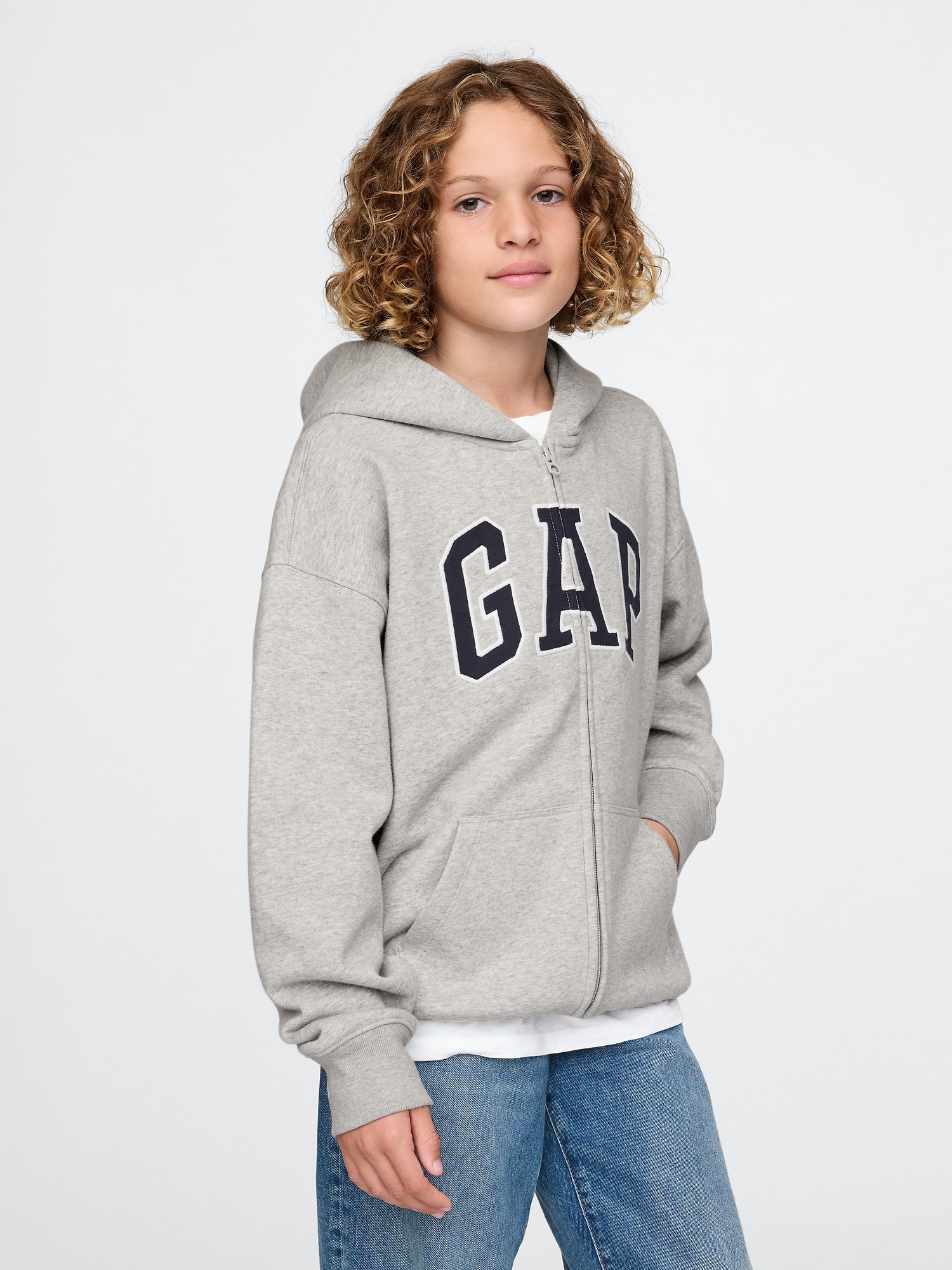 Kids Vintage Soft  Logo Zip Hoodie