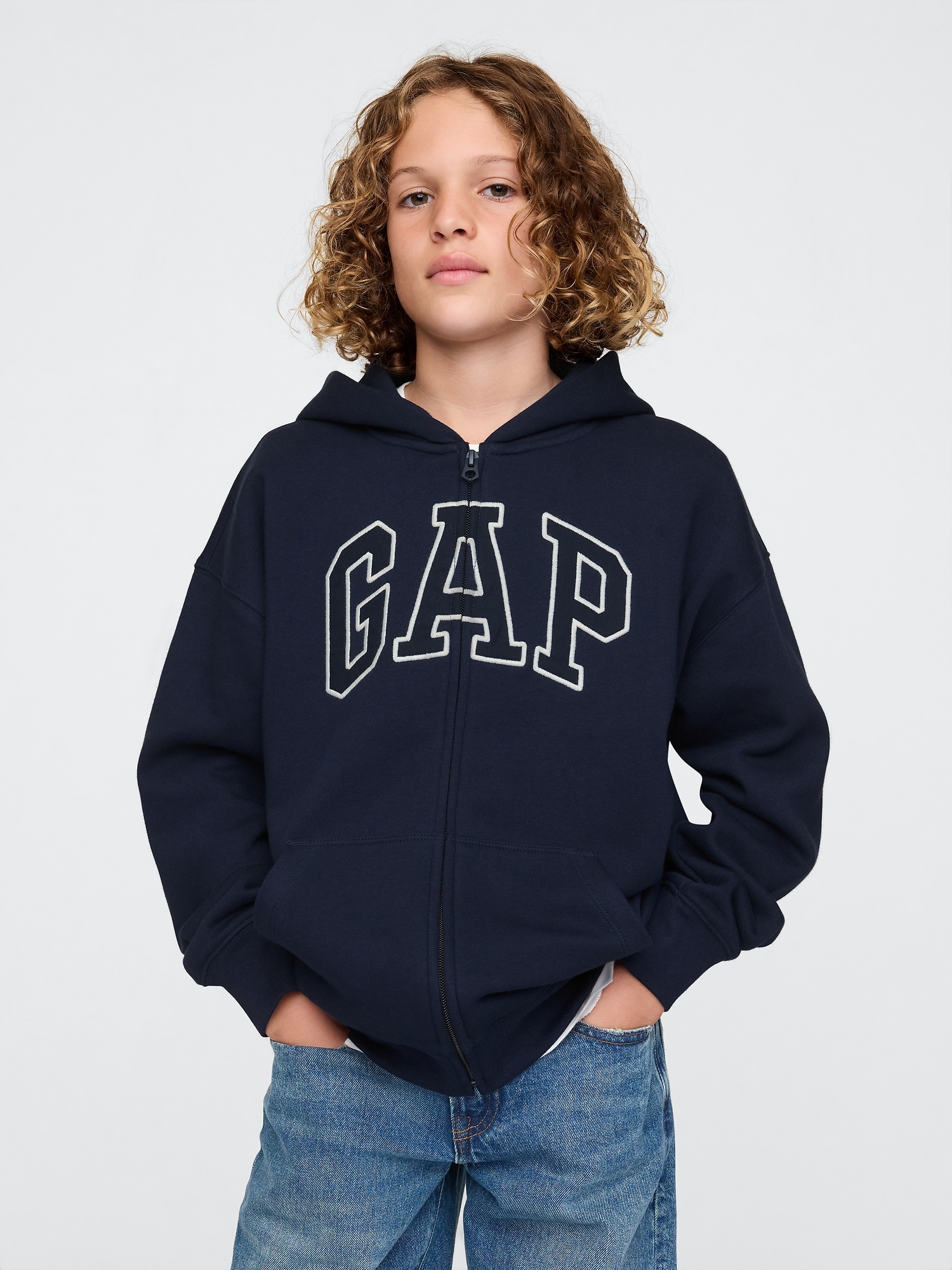 Kids Vintage Soft  Logo Zip Hoodie