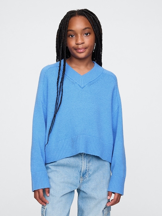 Image number 1 showing, Kids CashSoft Oversized V-Neck Sweater