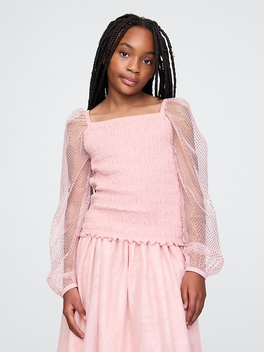 Image number 1 showing, Kids Smocked Puff-Sleeve Top