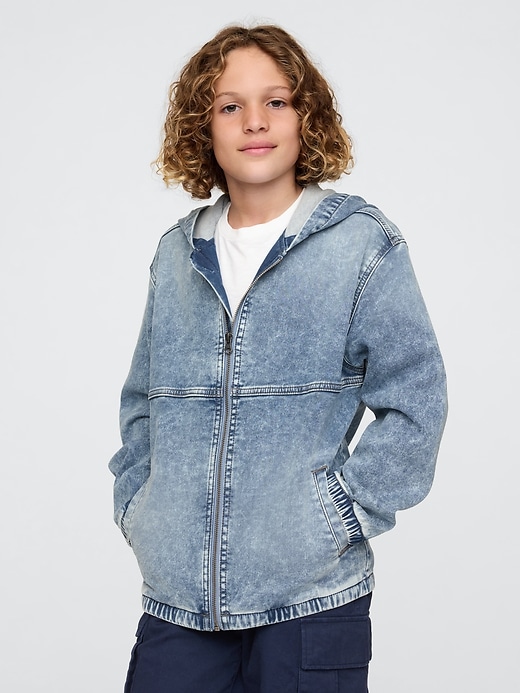 Image number 1 showing, Kids UltraSoft Denim Hooded Jacket