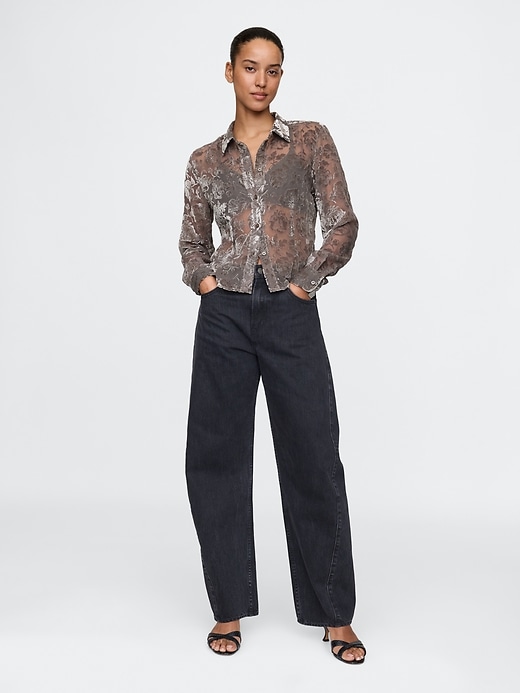 Image number 3 showing, Cropped Velvet Shirt