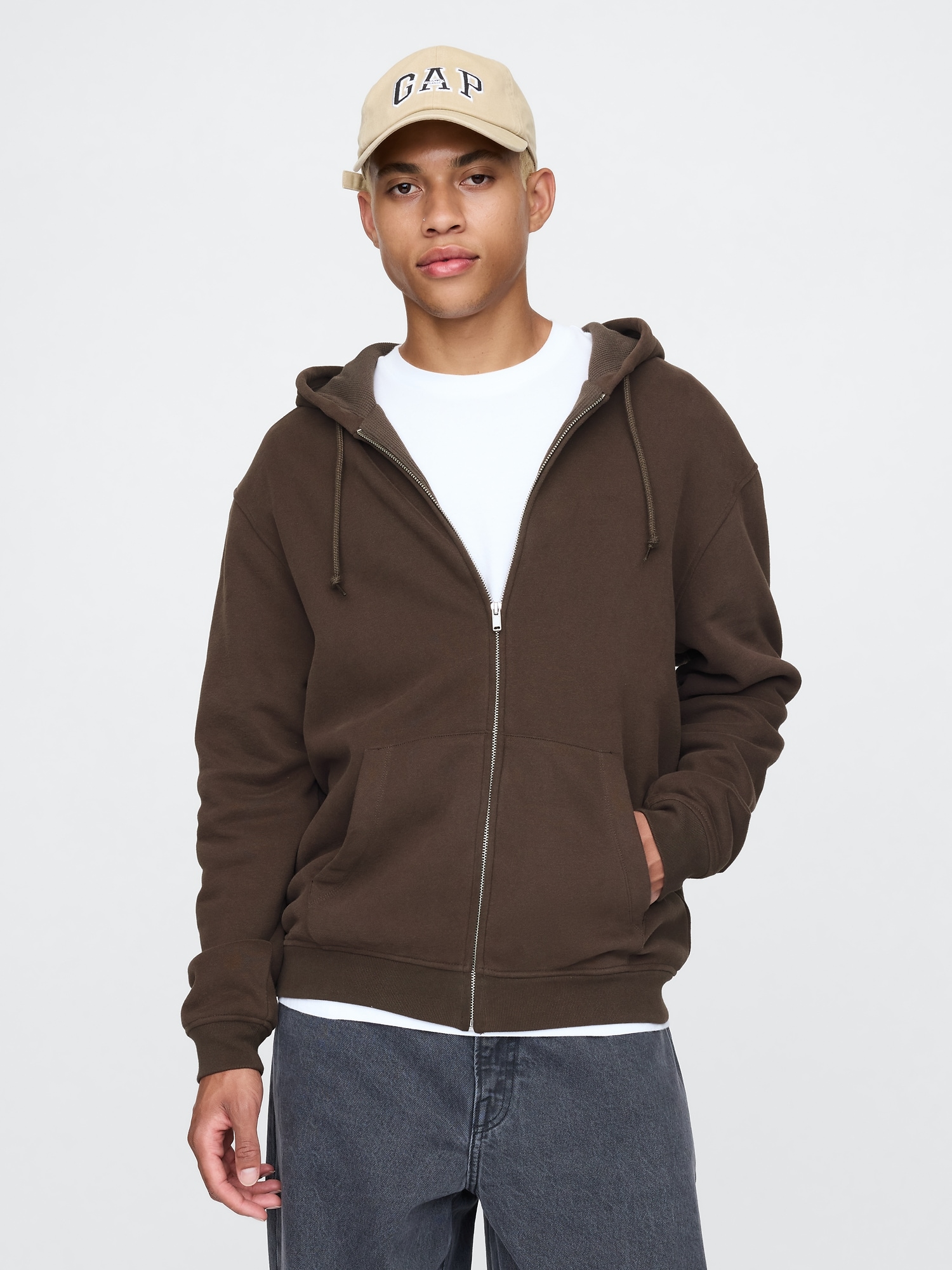 VintageSoft Waffle-Lined Zip Hoodie