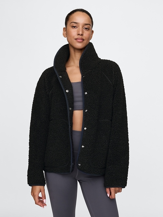 Image number 1 showing, GapFit Oversized Sherpa Raglan Jacket