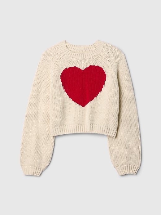 Image number 5 showing, Kids Cropped Chunky Heart Sweater