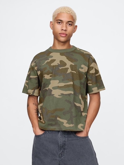 Image number 1 showing, Heavyweight Cropped Camo T-Shirt