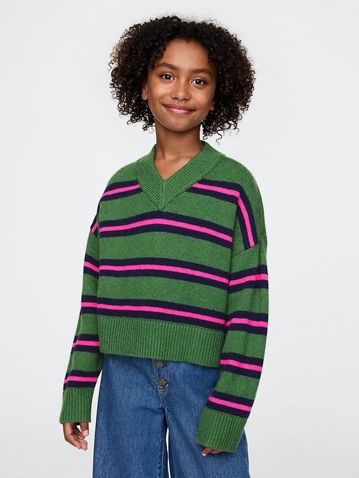 Image number 1 showing, Kids CashSoft Oversized V-Neck Sweater