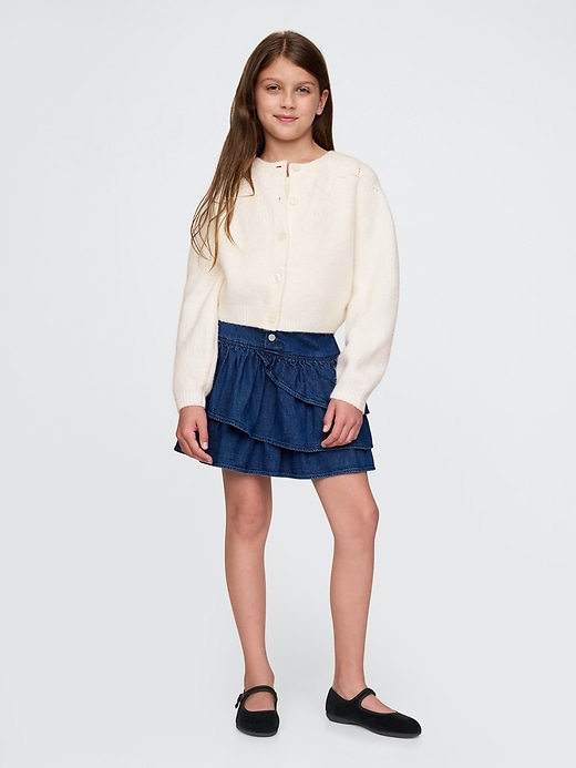 Image number 3 showing, Kids Cropped Pointelle Heart Cardigan