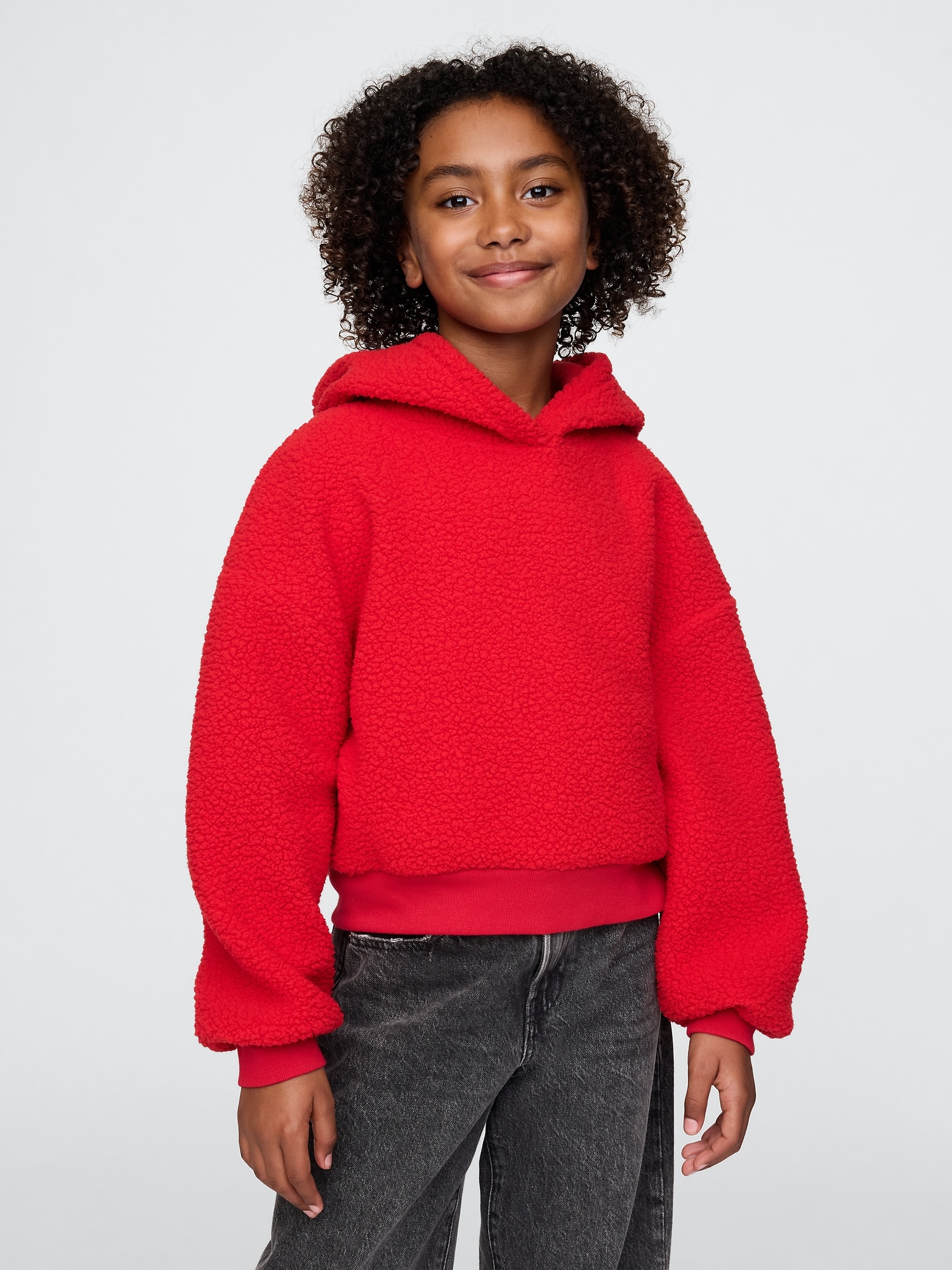 Kids Sherpa Cropped Hoodie