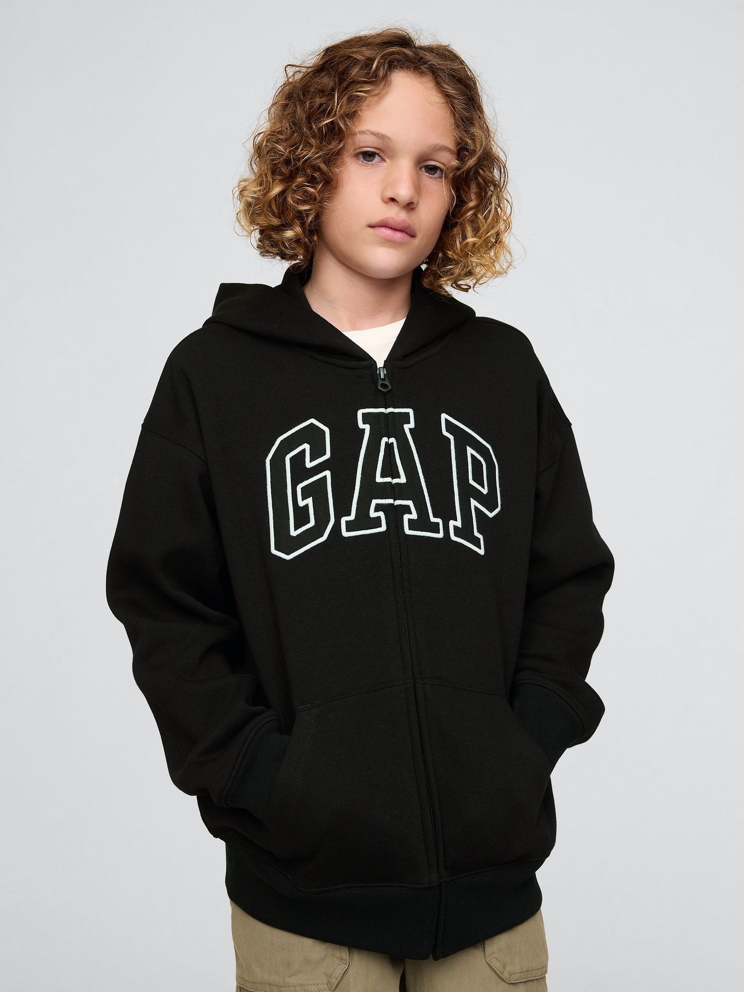 Kids Vintage Soft  Logo Zip Hoodie